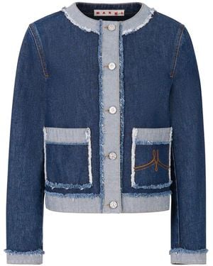 Marni Chaqueta Vaquera Con Detalles Deshilachados - Azul