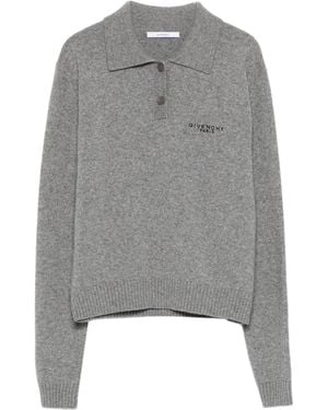 Givenchy Long-Sleeve Knitted Polo Top - Grey