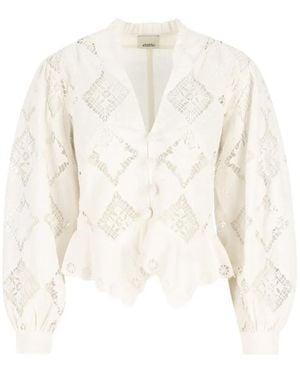 Isabel Marant Nina Cotton And Linen Blouse - White