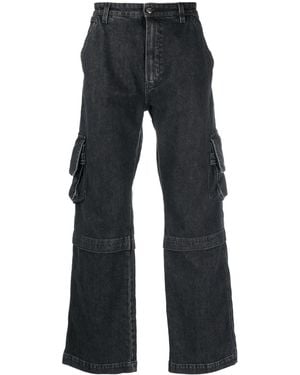 HTC Straight-Leg Denim Cargo Jeans - Blue