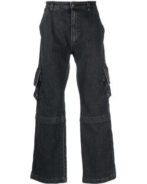 HTC Straight-Leg Denim Cargo Jeans - Blue