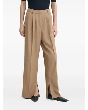 Herskind Gerade Hose Mit Saumschlitz - Natur