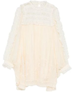 Sea Lace Ruffled Dress - White