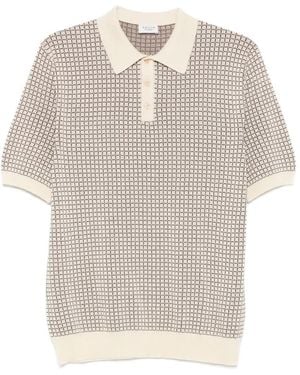 GALLIA Check-Pattern Short-Sleeve Polo Shirt - White