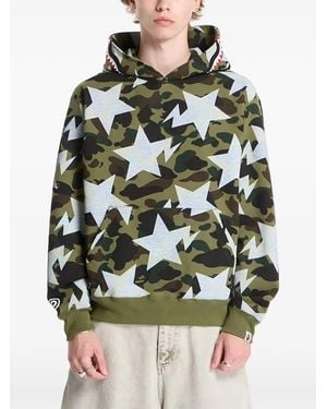 A Bathing Ape Shark 1St Camo Hoodie - Green