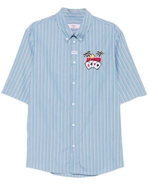 Martine Rose Striped Embroidered Shirt - Blue
