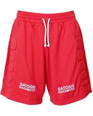 Satoshi Nakamoto Mesh Moto Shorts - Red