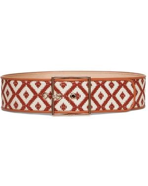 Max Mara Raffia-Effect Wide Fabric Belt - White