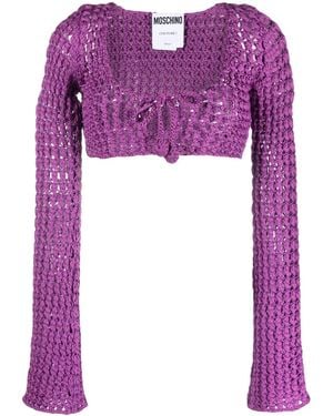 Moschino Open-Knit Cropped Top - Purple