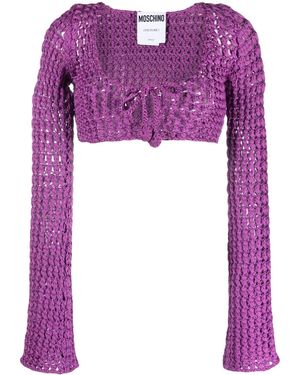 Moschino Haut En Maille Ajourée À Coupe Crop - Violet