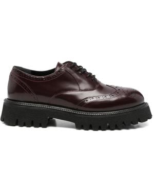 ADRIANNA FERETTI Brogue Tread-Sole Loafers - Red