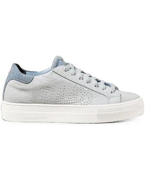P448 Thea Crackled-Leather Sneakers - White