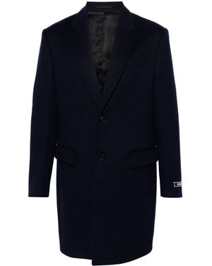 Versace Logo-Appliqué Single-Breasted Coat - Blue