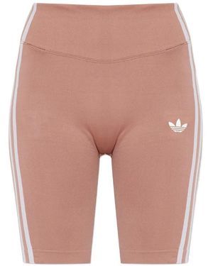 adidas Kurze Leggings Mit Logo-Print Und Seitenstreifen - Weiß