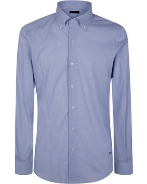 Fay Logo-Embroidered Shirt - Blue