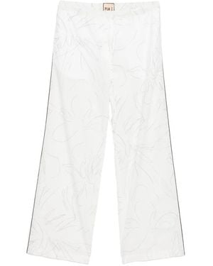 Plan C Floral Poplin Trousers - White