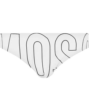 Moschino Swim Slip Rubber Logo - White