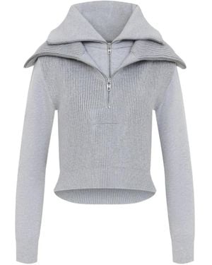 Balenciaga Jersey De Canalé Con Cuello A Capas - Azul