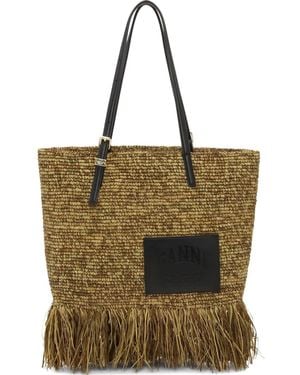 Ganni Raffia Tote Bag - Natural