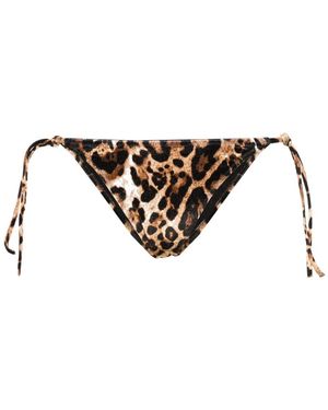 Vetements Leopard-Print Velour Bikini Bottoms - White