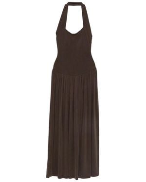 AYA MUSE Ribbed Halterneck Dress - Brown
