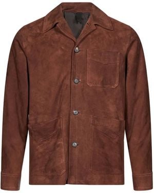 Tagliatore Patch-Pocket Suede Jacket - Brown