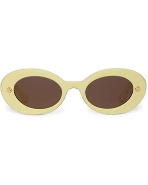 Nanushka Giva Oval-Frame Sunglasses - Yellow