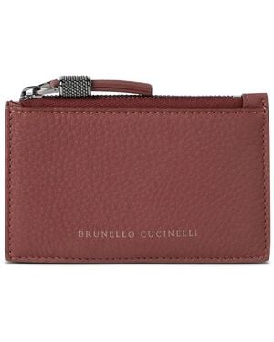 Brunello Cucinelli Logo Leather Card Holder - Red