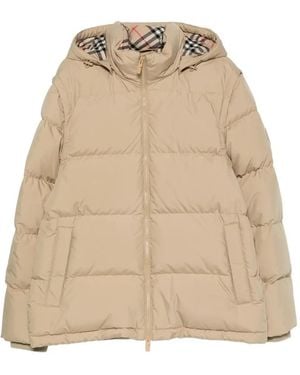Burberry Bideford Check-Lining Hooded Jacket - Natural