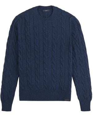 Fay Braided Crew-Neck Sweater - Blue