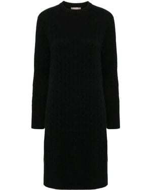 N.Peal Cashmere Bella ケーブルニット ドレス - ブラック