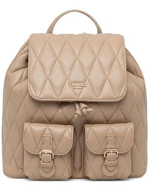 Twinset Quilted Leather Backpack - Natural