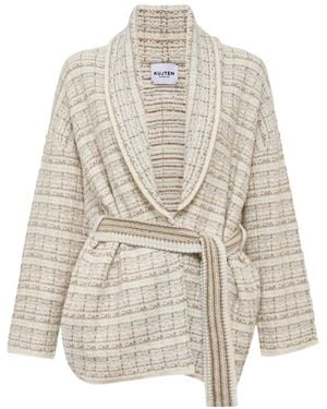 Kujten Tweed Vest Met Ceintuur - Wit
