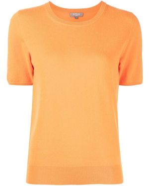 N.Peal Cashmere Short-Sleeved Cashmere Top - Orange