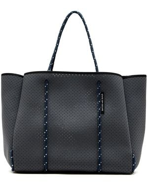 STATE OF ESCAPE Flying Solo Perforated Rope-Trimmed Tote Bag - Black