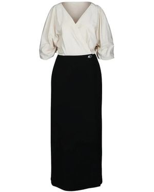 STAUD Two-Tone Wrap-Style Dress - White