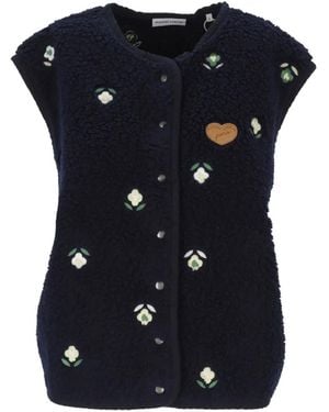 Maison Labiche Loing Floral Fleece Gilet - Blue