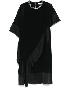 Nissa Rhinestone-Collar Dress - Black