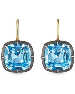 Fred Leighton Pendientes En Oro Amarillo De 18Kt Con Topacios - Azul