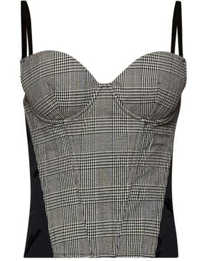 Vetements Checked Corset Top - Grey