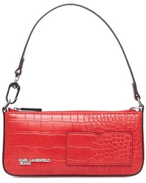 KARL LAGERFELD Croc-Effect Shoulder Bag - Red