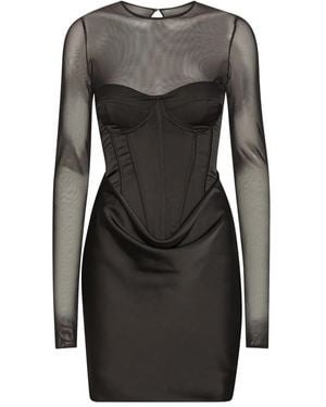 ROTATE BIRGER CHRISTENSEN Satin Corset Mini Dress - Black