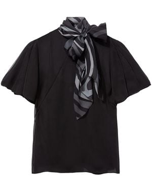 PUCCI Iride-Print Silk Top - Black