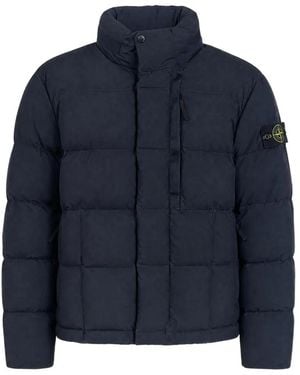 Stone Island Quilted Logo-Patch Jacket - Blauw