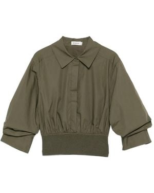 Jonathan Simkhai Gathered-Sleeve Cropped Shirt - Green