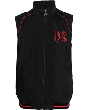 Palm Angels Paddock Logo-Embroidered Vest - Black