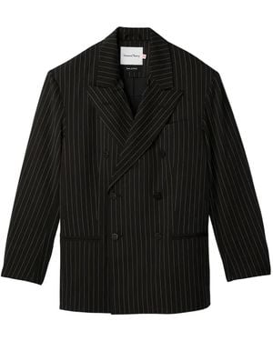 House Of Sunny Pinstripe Double-Breasted Blazer - Black