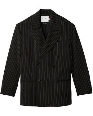House Of Sunny Pinstripe Double-Breasted Blazer - Black