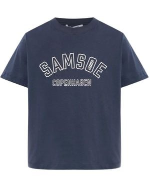 Samsøe & Samsøe Camiseta Sacamino Con Logo Estampado - Azul