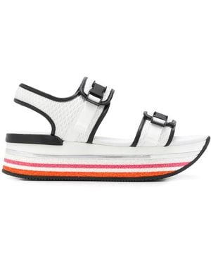 Hogan H222 Platform Mesh Sandals - White